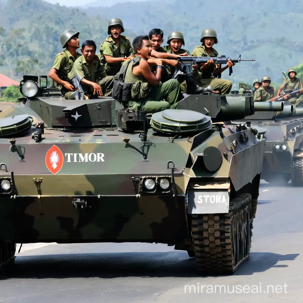 Indonesian soldiers beat timor people