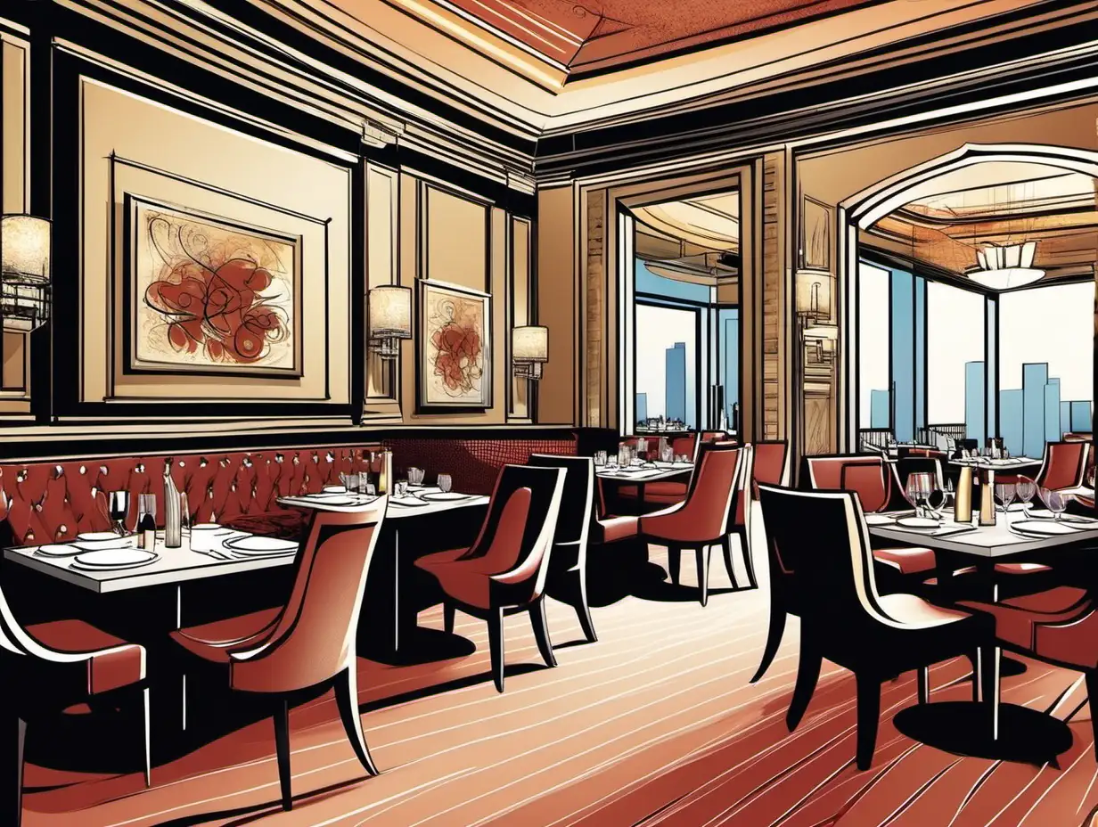 illustration of an upscale restaurant and lounge