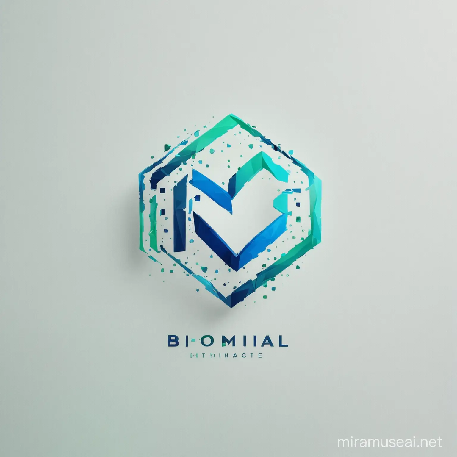 logo for a financial technologies company, name Binomial, blue and green, beautiful, strength and intelligence