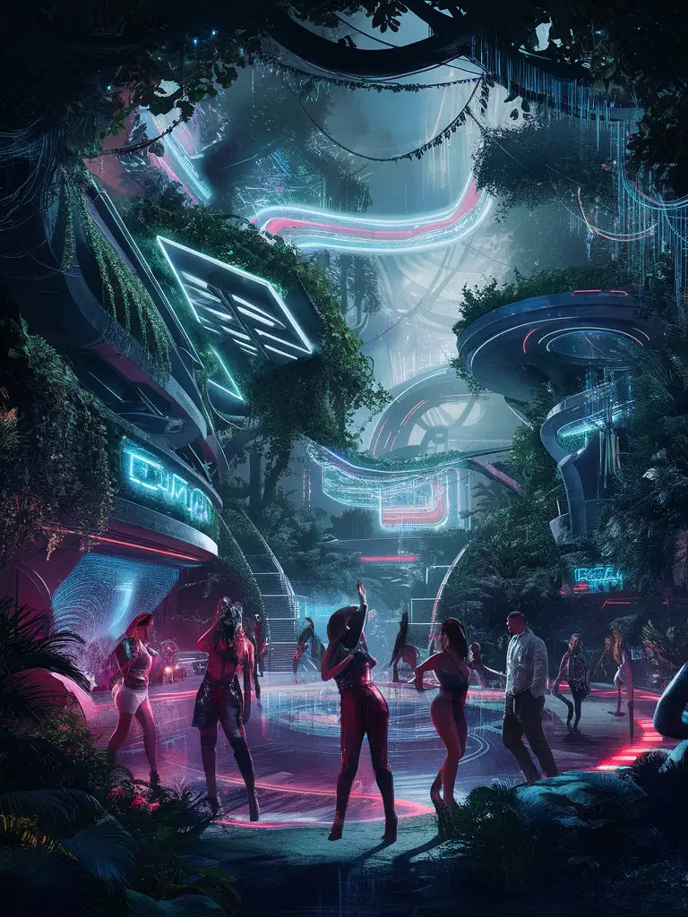 Futuristic-Jungle-Techno-Landscape-Vibrant-Neon-Flora-and-HighTech-Elements