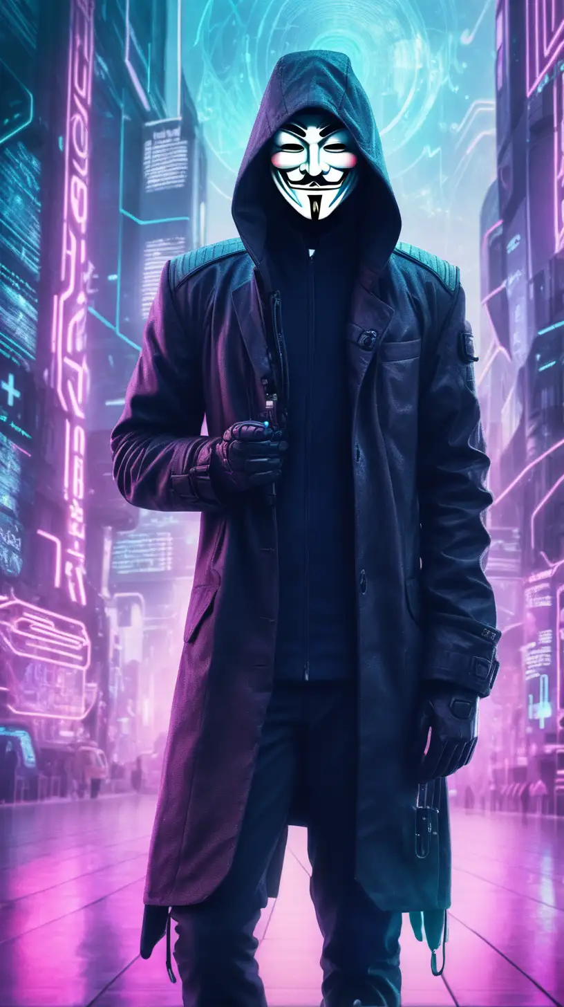 Anonymous Man in Futuristic Cyberpunk Setting