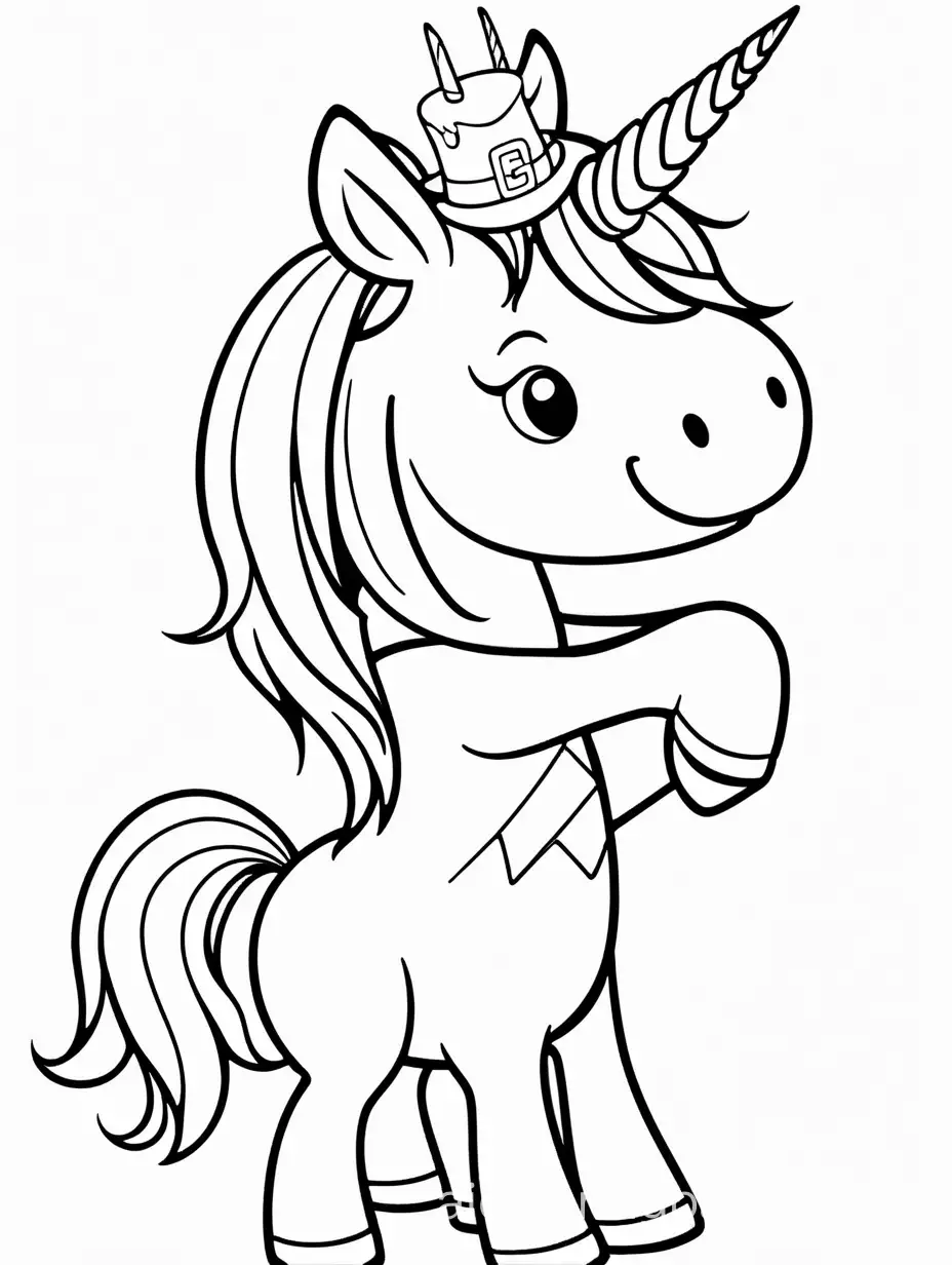 Irish Unicorn celebrating St.Patricks day.


, Coloring Page, black and white, line art, white background, Simplicity, Ample White Space. The background of the coloring page is plain white to make it easy for young children to color within the lines. The outlines of all the subjects are easy to distinguish, making it simple for kids to color without too much difficulty