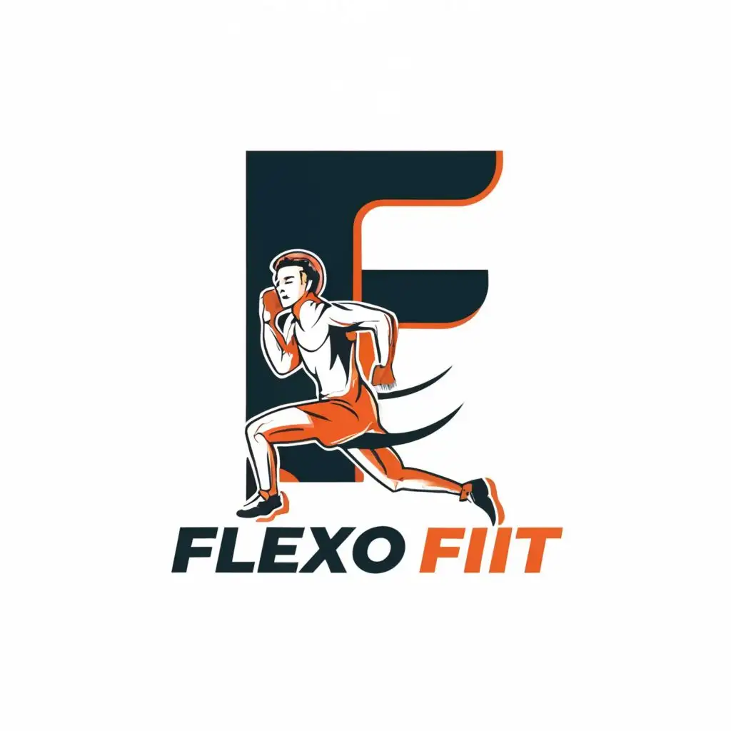 logo, The Letter F with a jogger, with the text "Flexo Fit", typography, be used in Sports Fitness industry