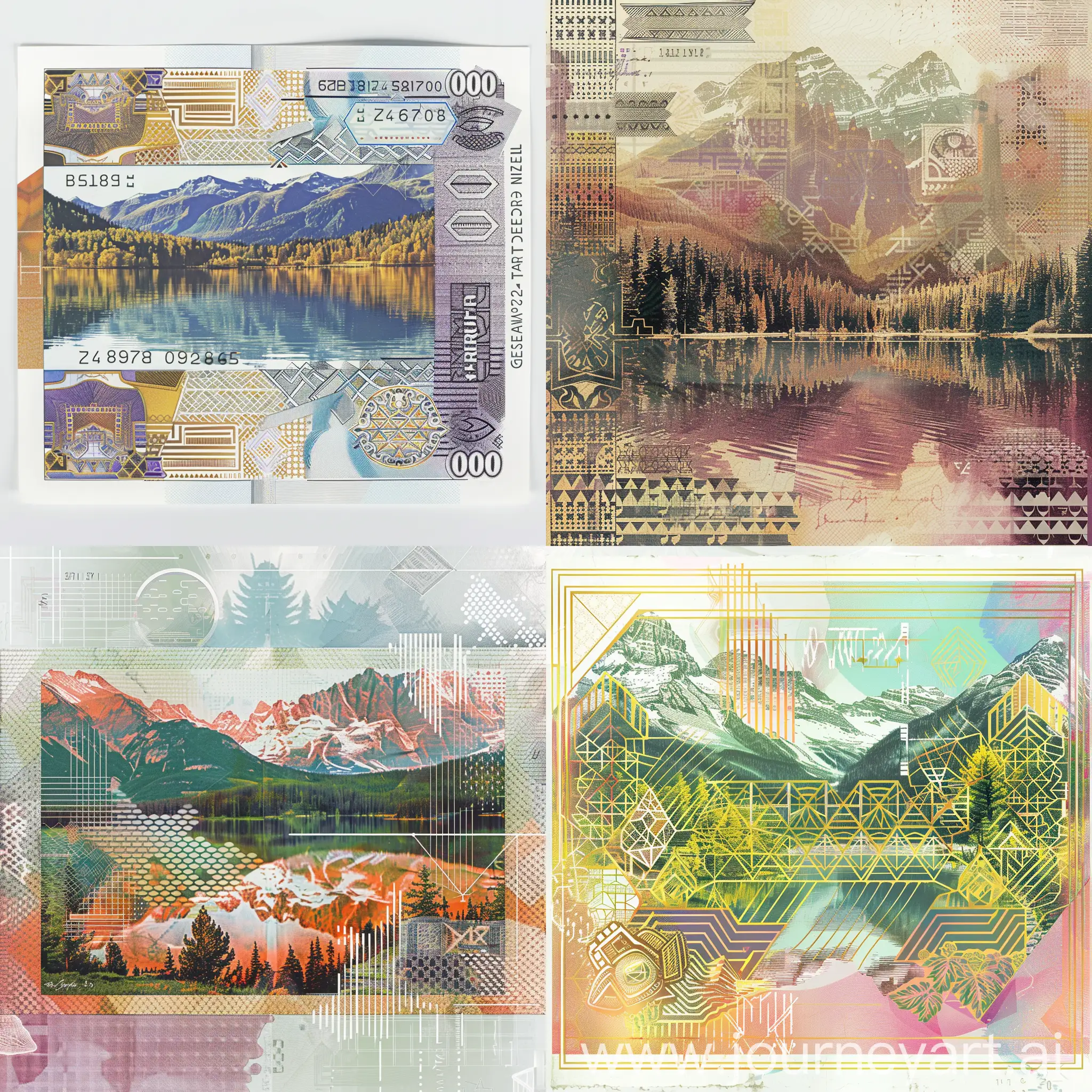 Modern-Bank-Note-Design-with-Natural-Landscape-and-Geometric-Patterns