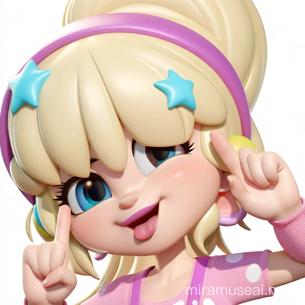 Disney 3D style, playful and cute girl, hands cute, tongue sticking expression looking at the camera, detailed depiction of hair
