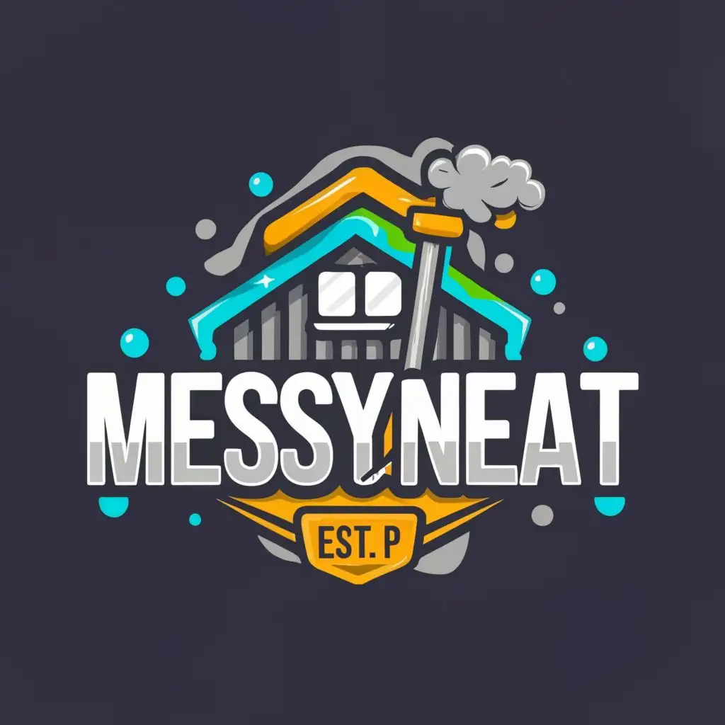 a logo design,with the text "Messy2Neat", main symbol:Pressure Washing House,complex,clear background