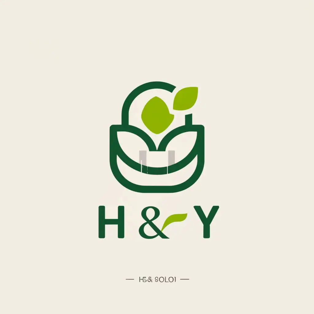 a logo design,with the text "H&Y", main symbol:Organic food, office bag,Moderate, clear background, Font Courgette