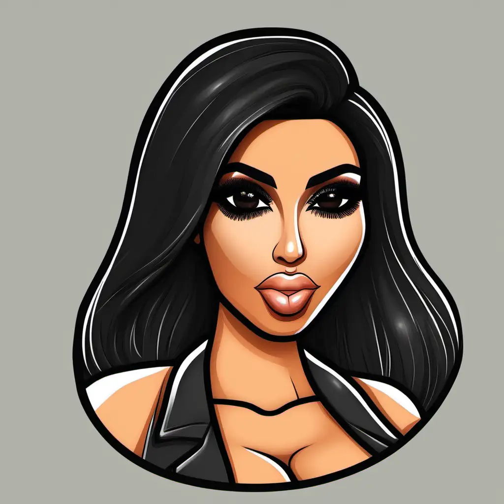 Cartoon Kim Kardashian Icon Playful Animated Illustration of the Glamorous Celebrity