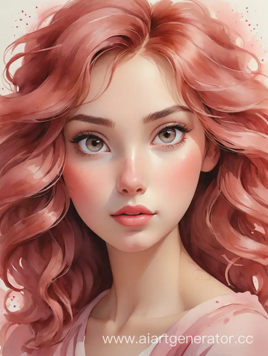 Soft-Watercolor-Portrait-of-a-Beautiful-Girl-with-RubyColored-Fox-Eyes