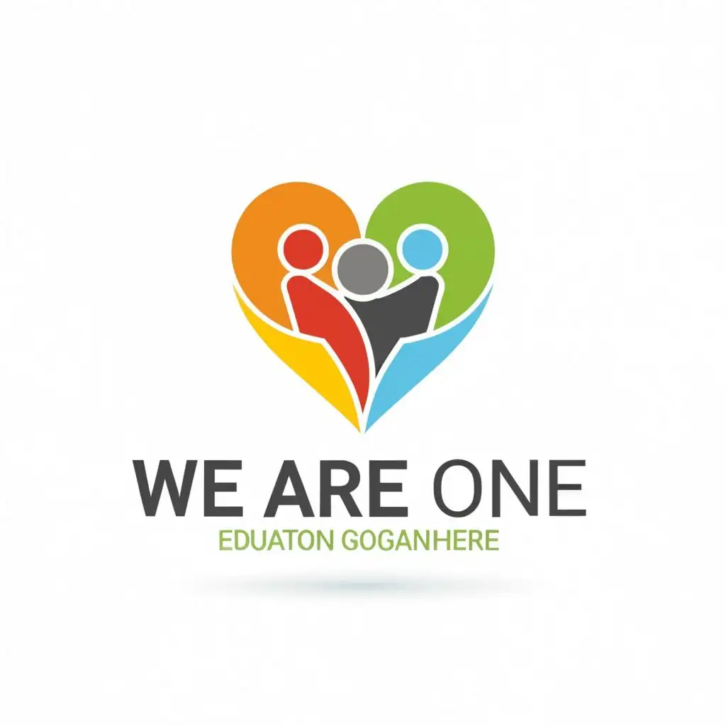 logo, human love, with the text "we are one", typography, be used in Education industry