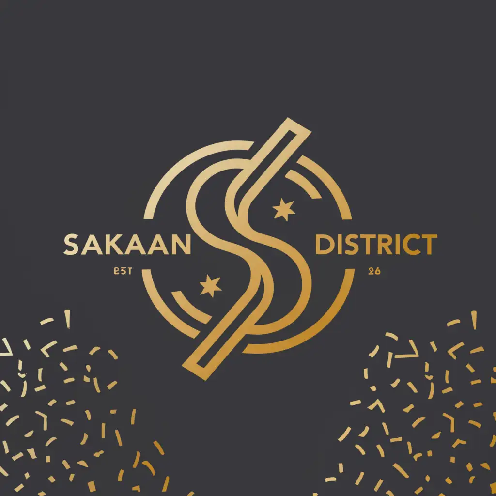 a logo design,with the text "Sakaman District", main symbol:5 years anniversary,Moderate,clear background