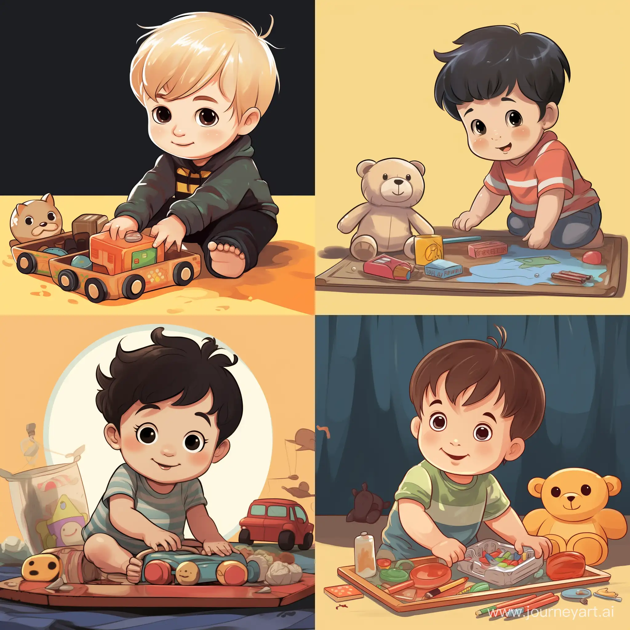 Adorable-Baby-Crawling-Amidst-Toys-with-Chalk-in-Hand