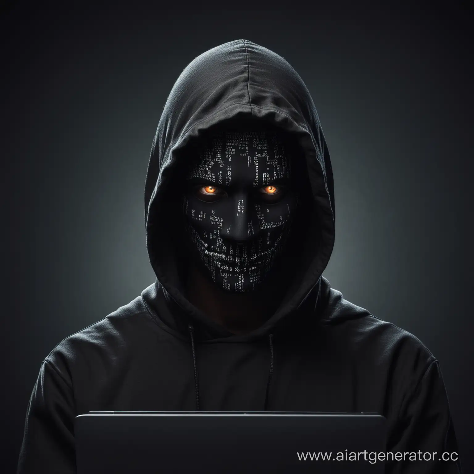 Sinister-Black-Hacker-Engaged-in-Malicious-Data-Work-and-Programming