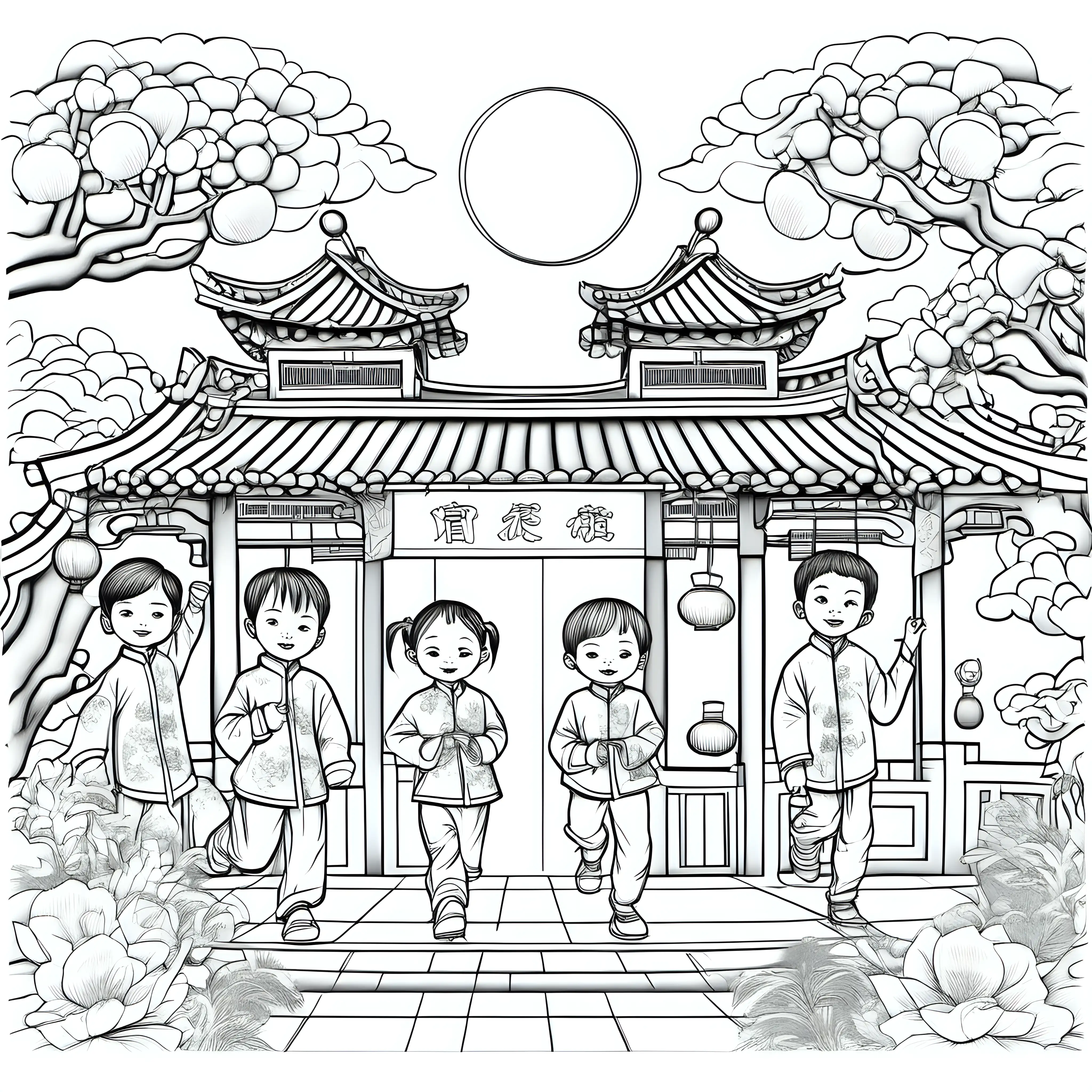 Lunar New Year Kids Coloring Page