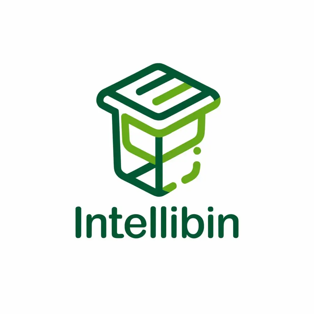 LOGO-Design-For-IntelliBin-Green-EcoFriendly-Trash-Bin-Emblem-on-Minimalist-Clear-Background