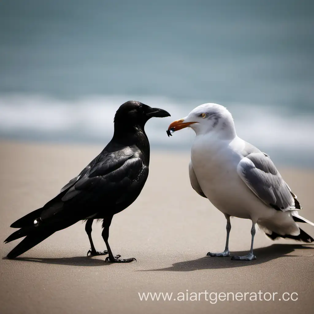 InterSpecies-Romance-Crow-and-Seagull-Share-Tender-Moments