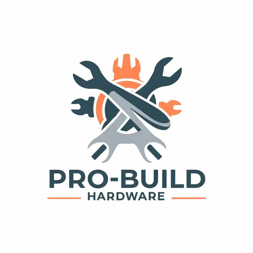 a logo design,with the text "ProBuild Hardware", main symbol:Hardware tools,complex,clear background