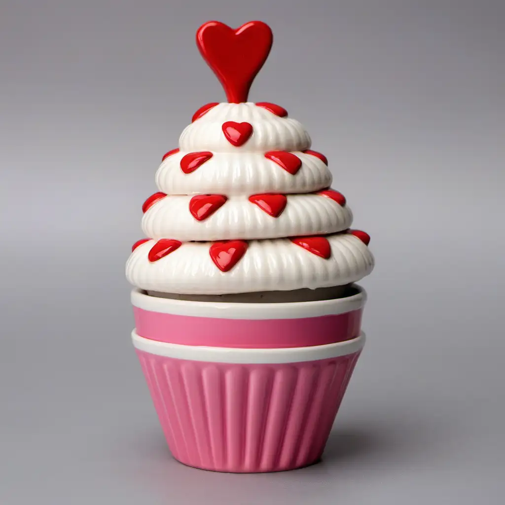 Charming Valentines Day Ceramic Cupcake Ice Cream Cone