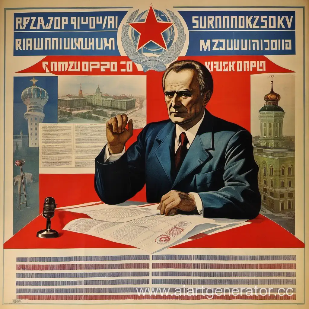 Vintage-USSR-Poster-Scientist-Razumovsky-Discusses-Election-Topics