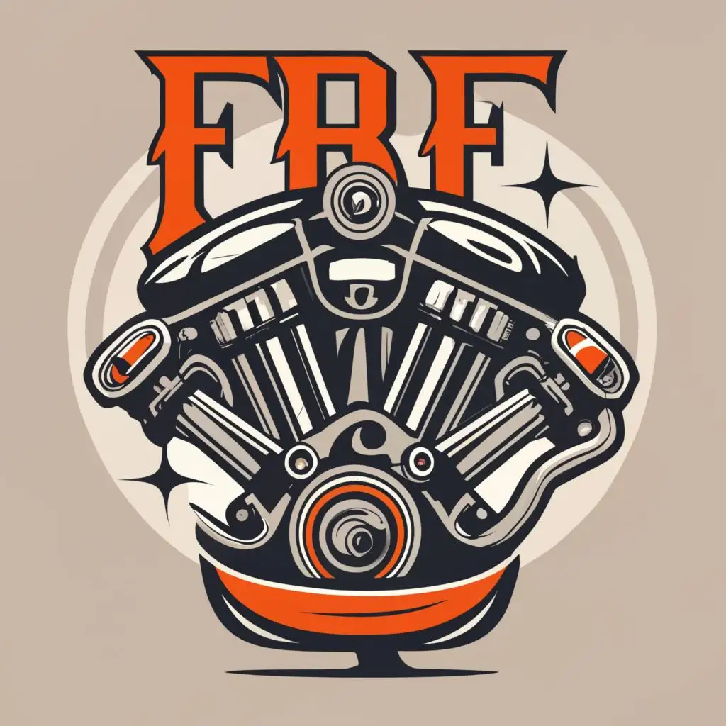 logo, Motorcycle engine, with the text "FRF motorcycles", typography, be used in Automotive industry