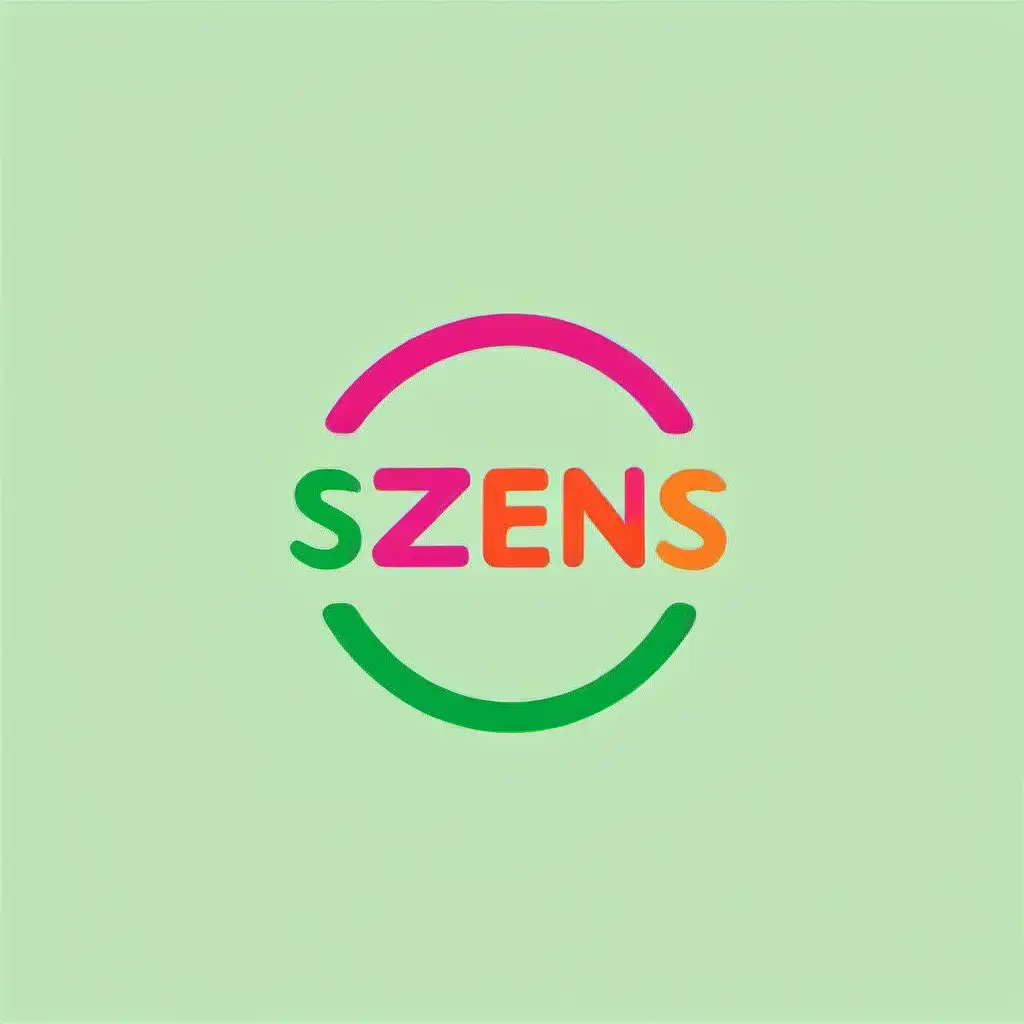 Vibrant Circular Szens Logo in Green Pink and Orange