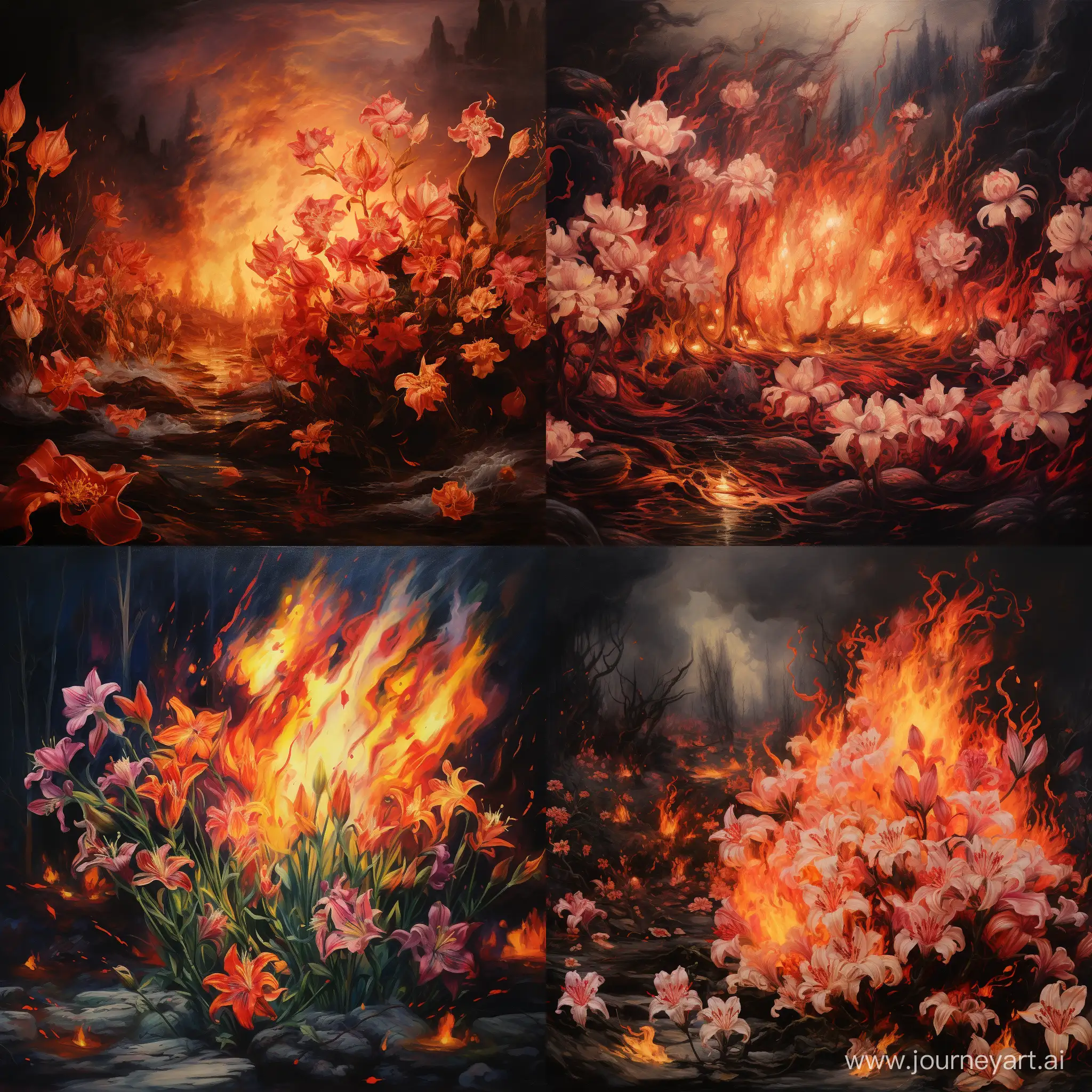 Vibrant-Flowers-Blooming-in-the-Fiery-Glow