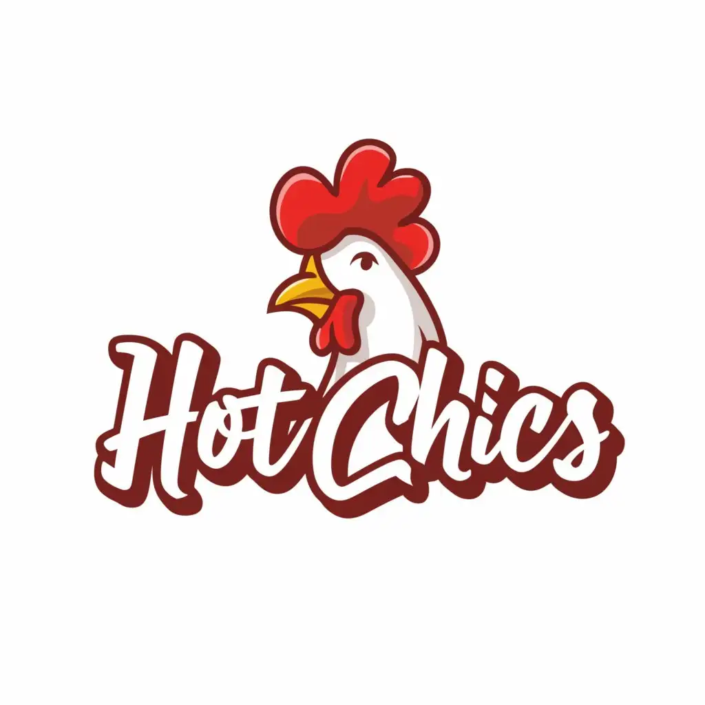 LOGO-Design-for-Hot-Chics-Playful-Text-with-Chicken-Symbol-for-a-Vibrant-Restaurant-Brand