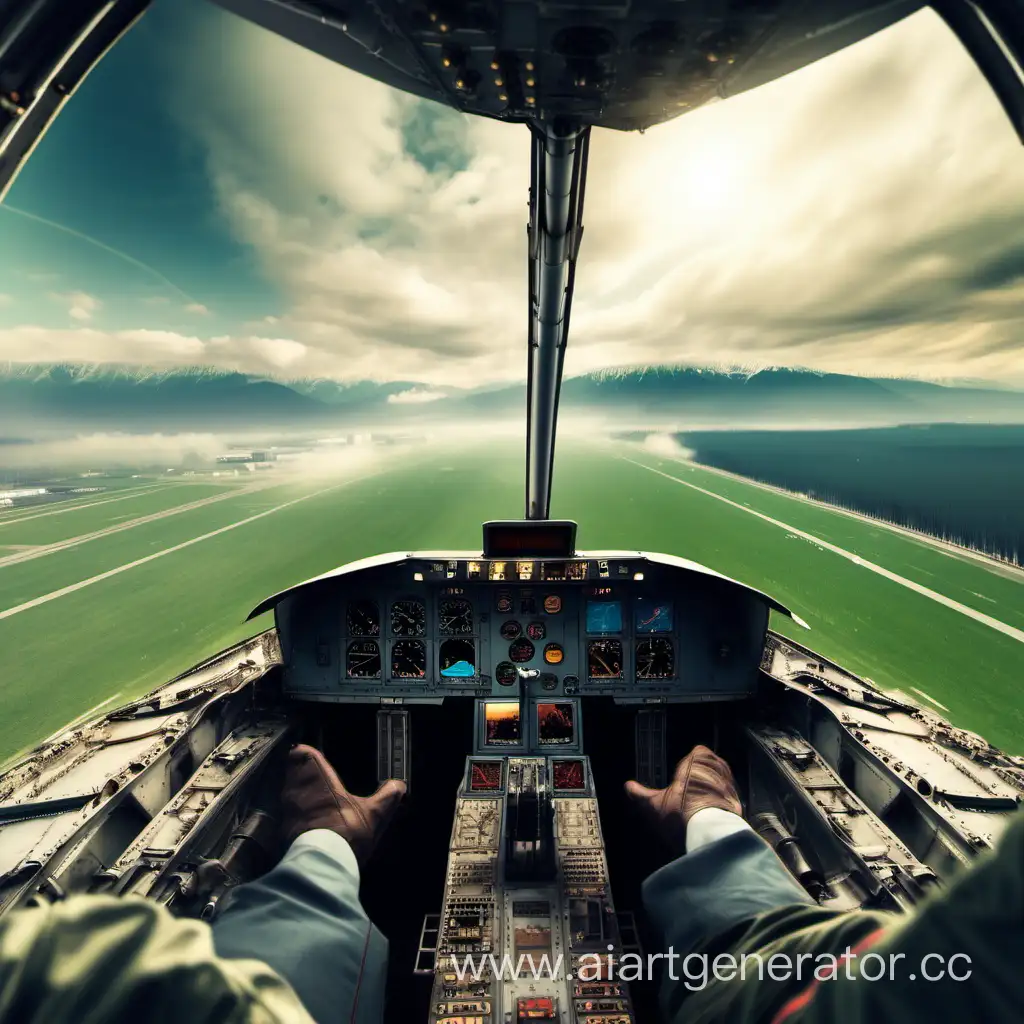 Cockpit-View-of-Falling-Plane-Over-Mountain-Landscape