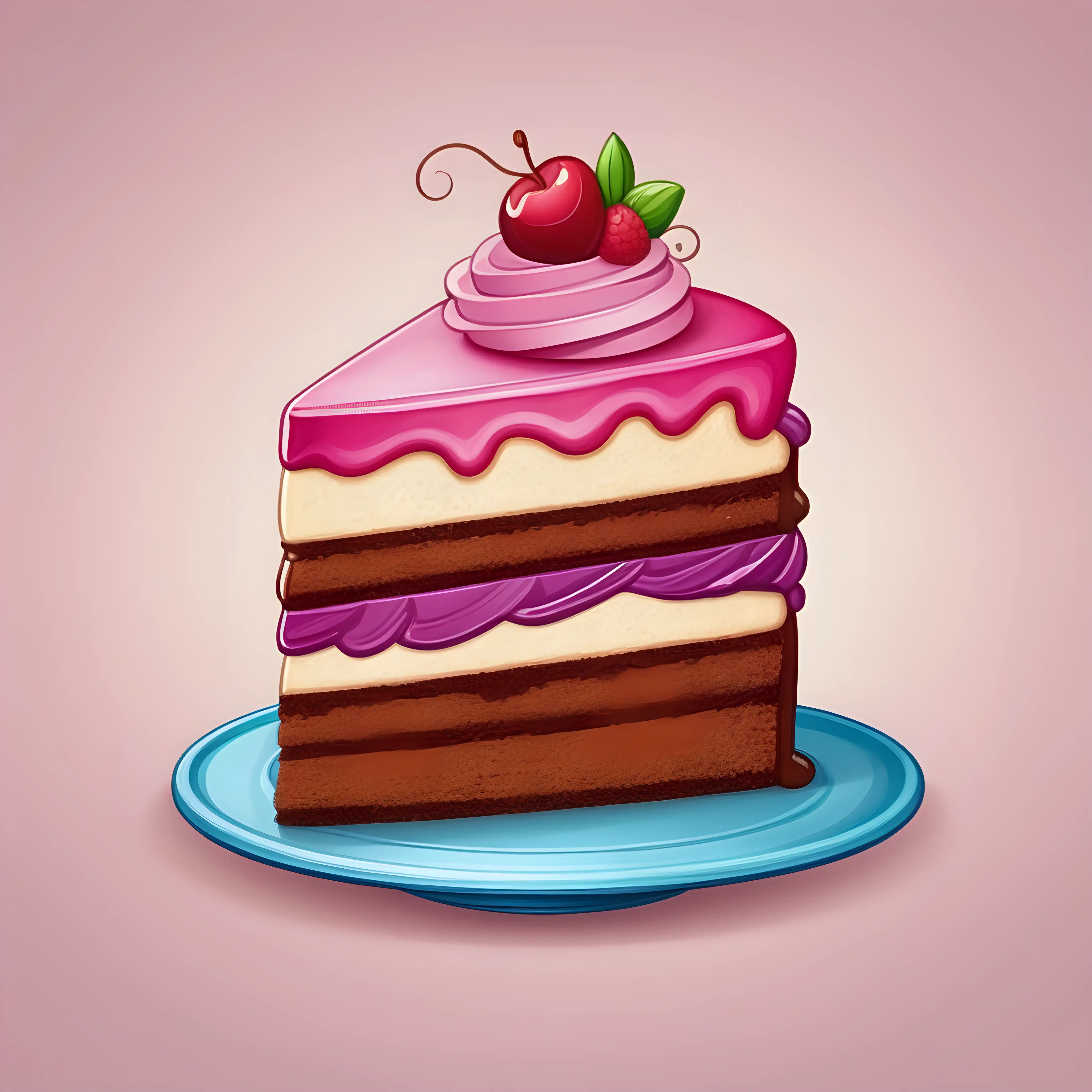 create icon of a piece of cake cartoon style

