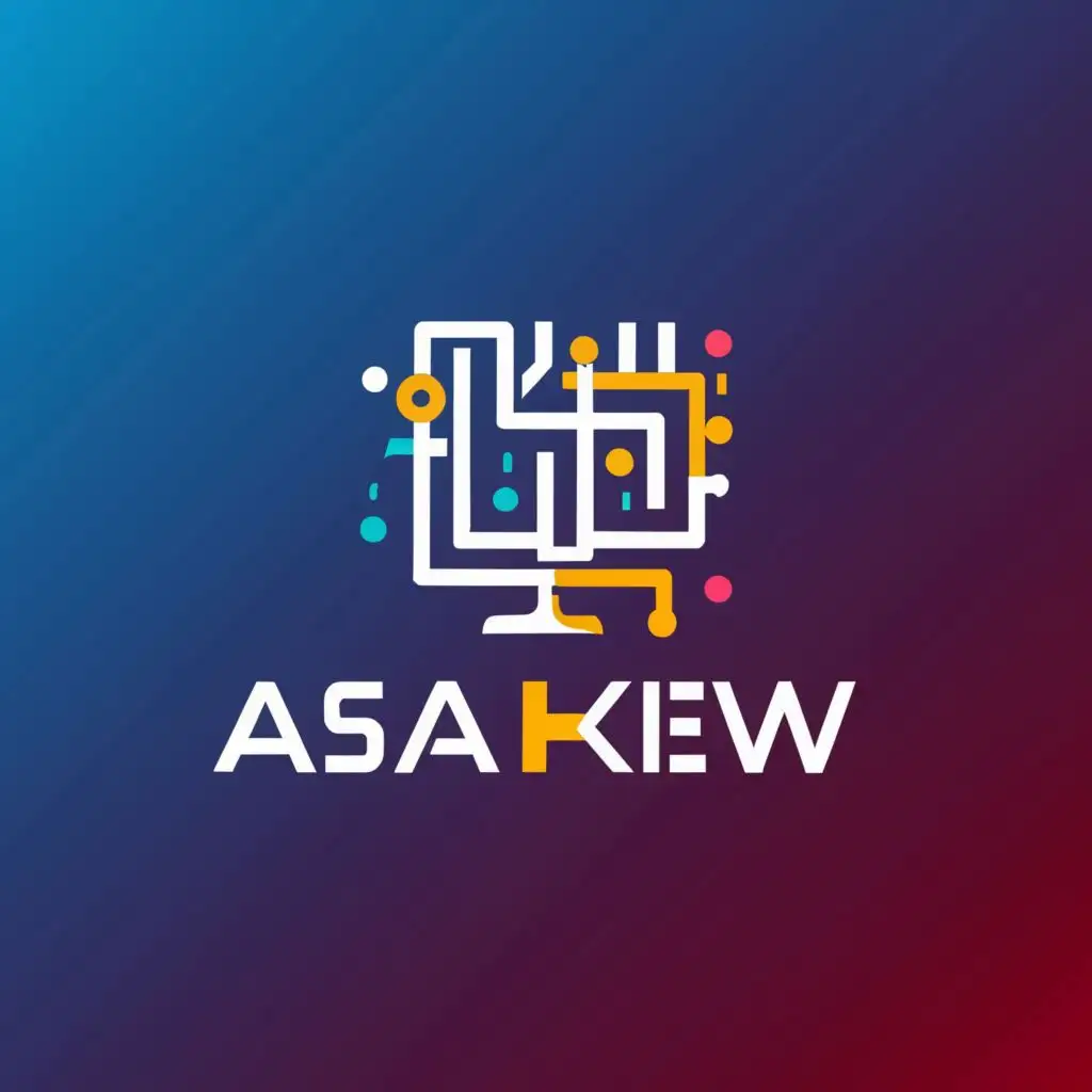 a logo design,with the text "asaKew", main symbol:Code, coder, web application, internet server,Moderate,be used in Internet industry,clear background