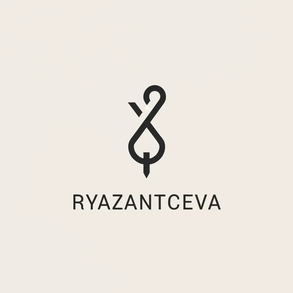 a logo design,with the text "Ryazantceva", main symbol:Sewing needle with thread,Minimalistic,clear background