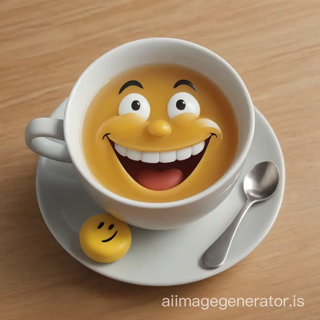 funny smiley face with a cup of tea