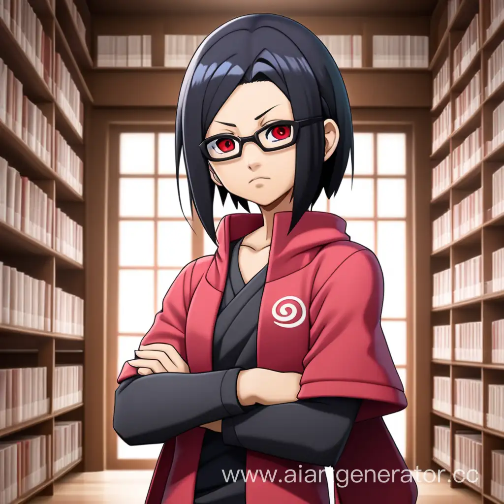 Sarada-Uchiha-in-the-Hidden-Leaf-Village-Library