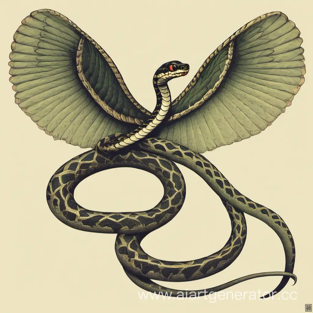 Flying snake with wings