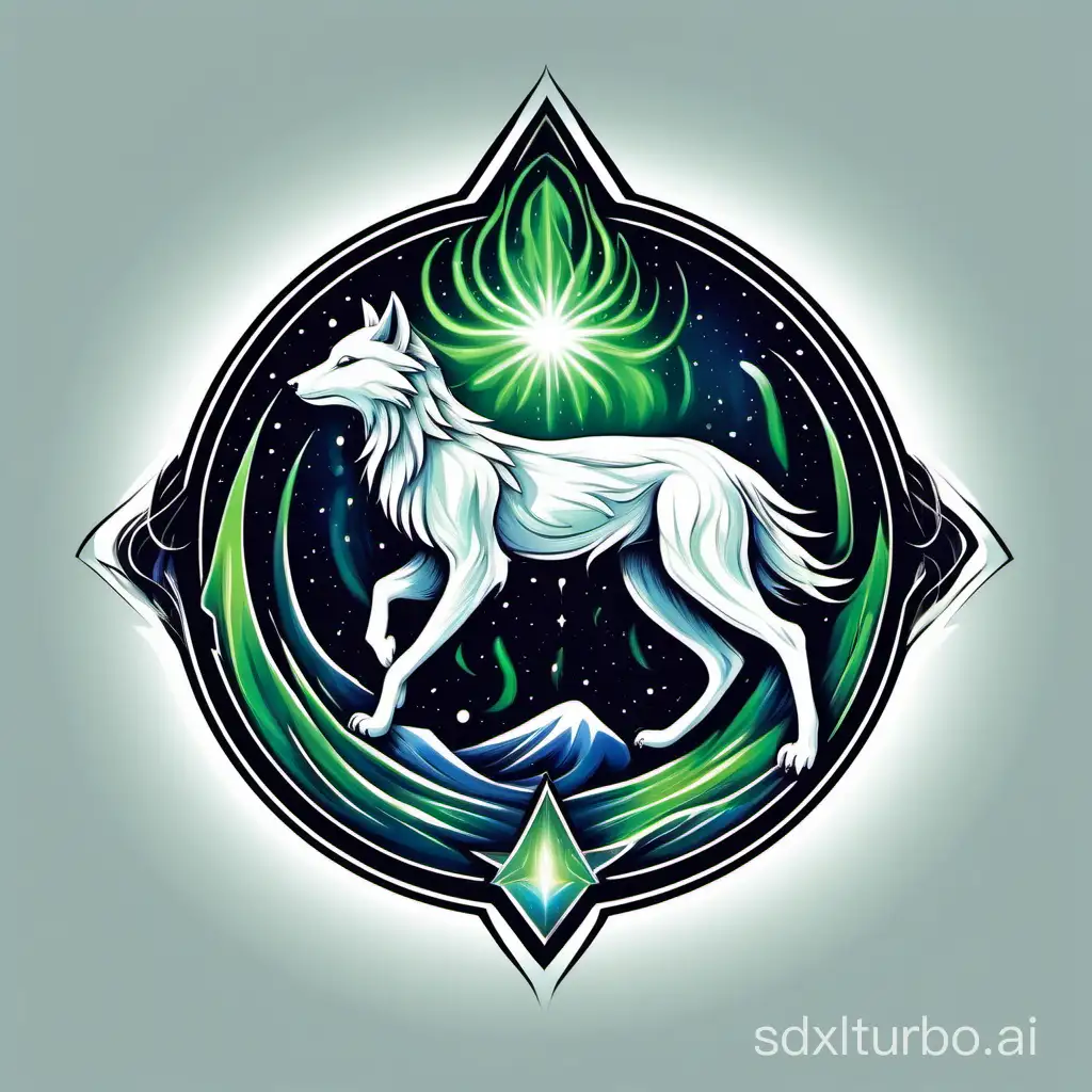 A logo of a mystical animal signifying the northern aurora with a white background