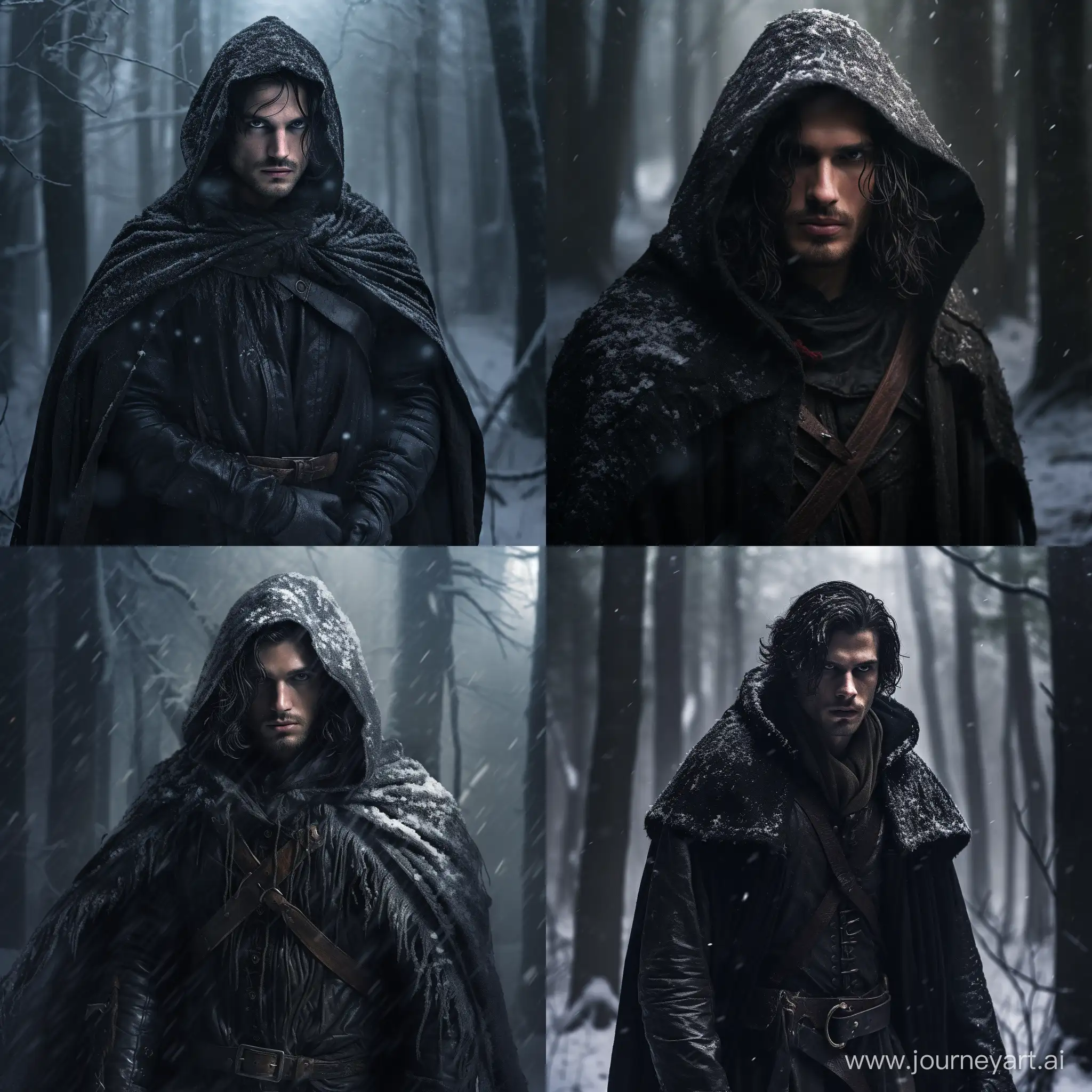 Mysterious-Male-Rogue-with-Sinister-Gaze-in-Enchanted-Snowy-Forest