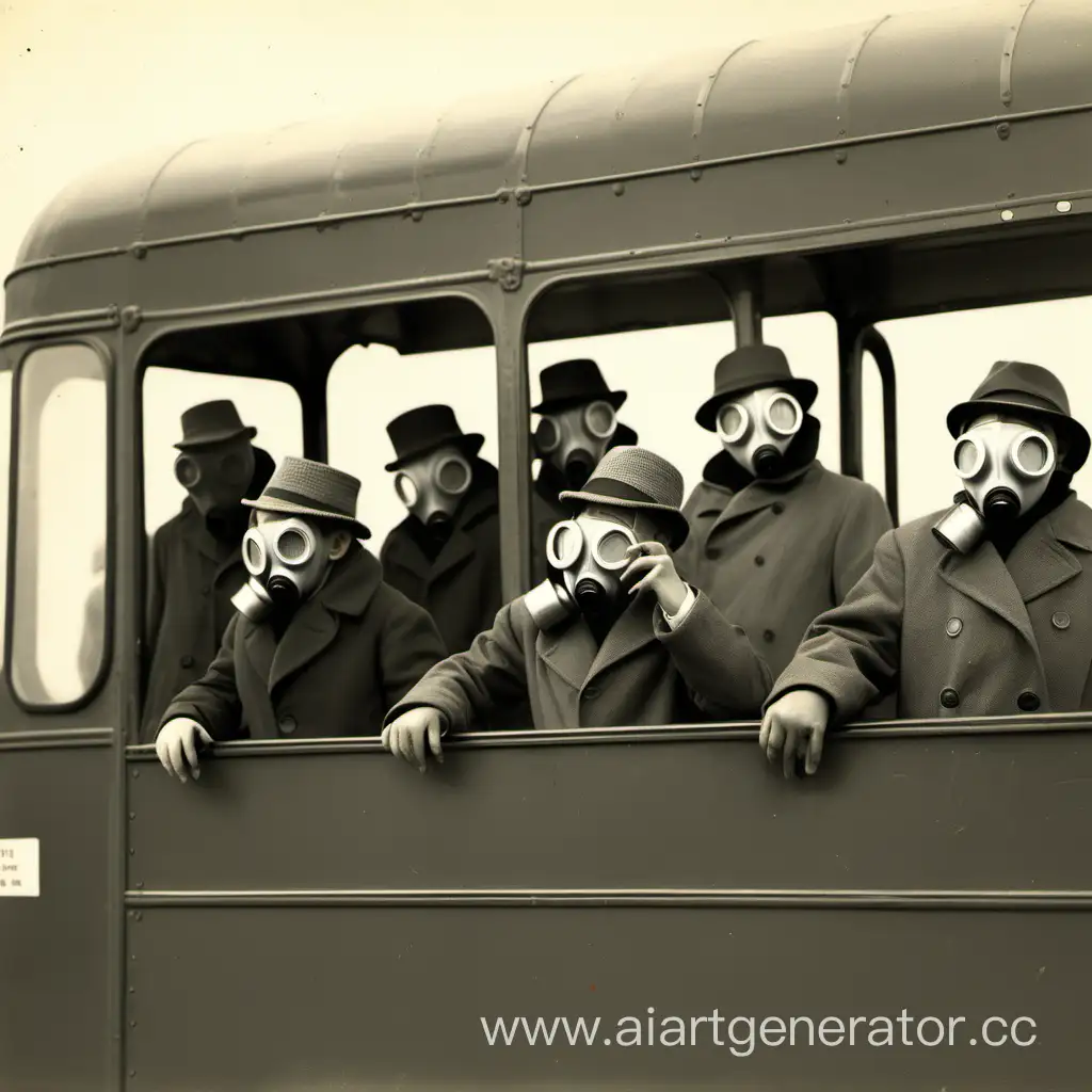 Lilliputians-Wearing-Gas-Masks-on-a-Bus-Journey