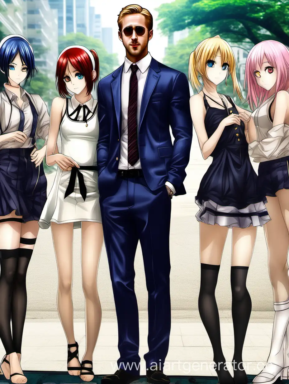 Realistic-Ryan-Gosling-Poses-Alongside-Anime-Girls-in-FullHeight-Shot