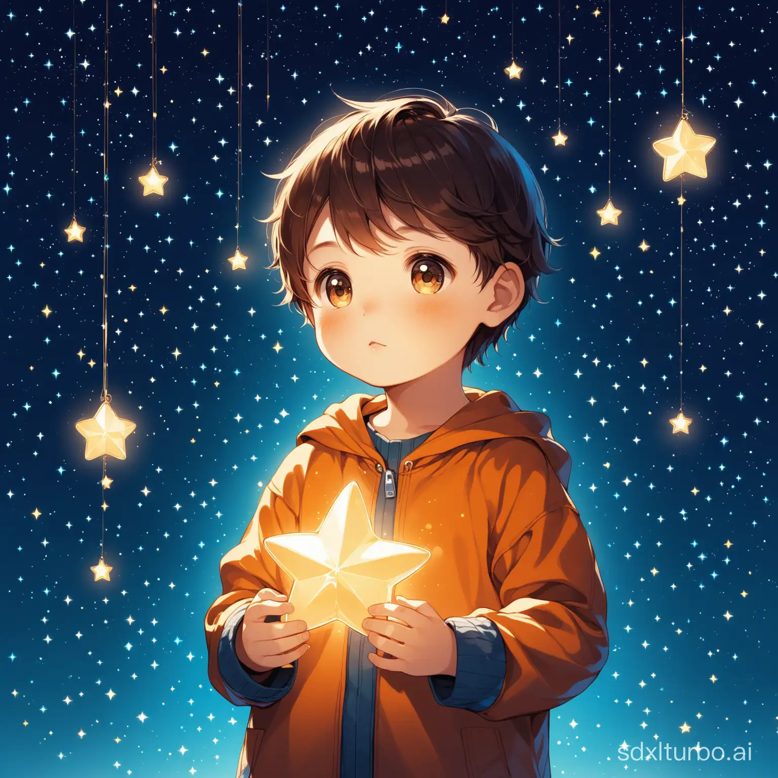 A little boy holding stars