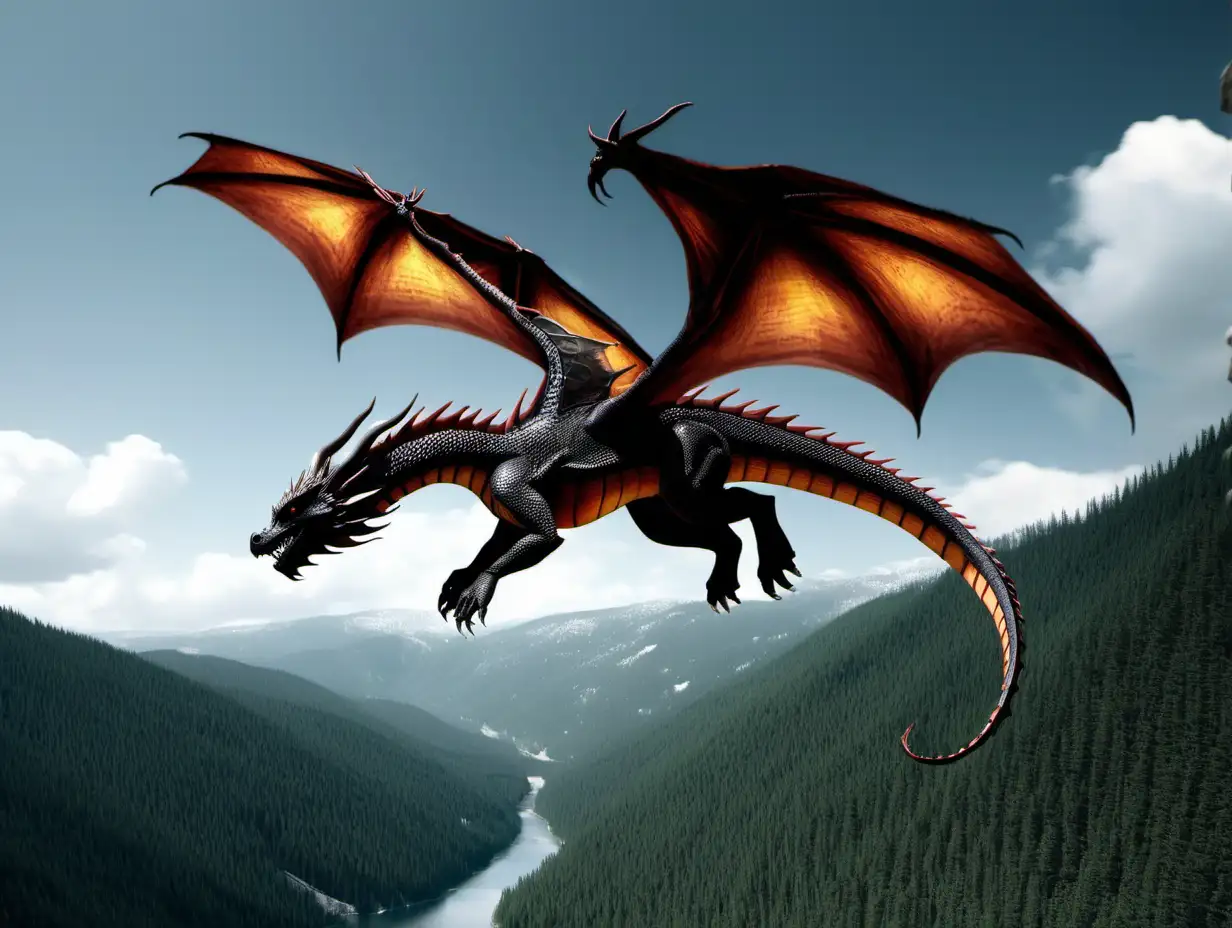 Majestic Dragon Soaring Through Enchanting Skies