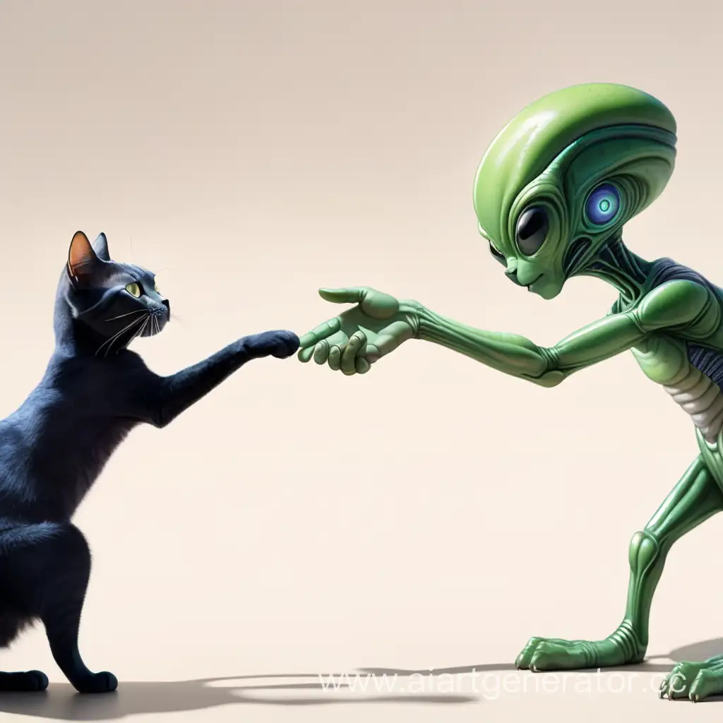 Cat-Shaking-Hands-with-an-Alien-in-a-Friendly-Encounter