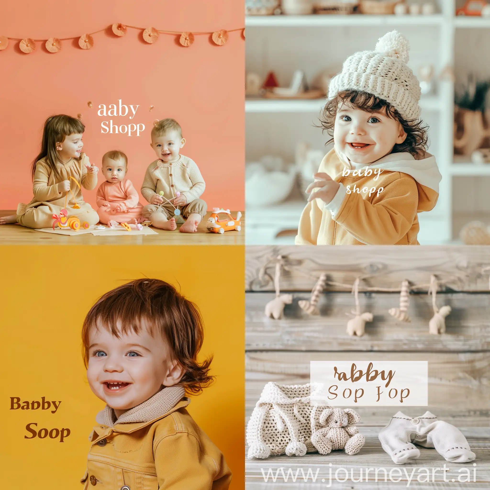 Can you create a photo for online shop for children anf babies and write "baby shop"  in the middle of  photo