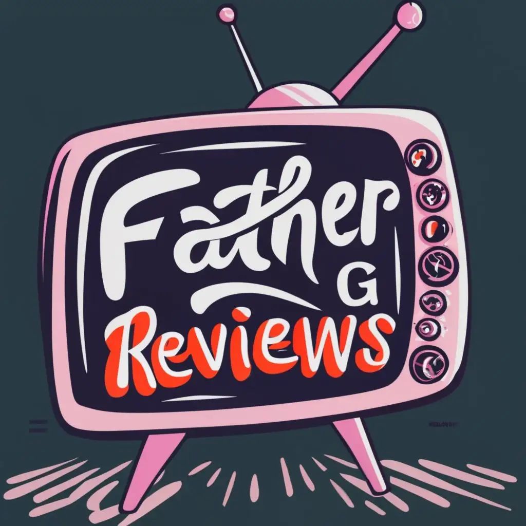logo, Eye
Big tv
, with the text "Father G Reviews", typography, be used in Internet industry