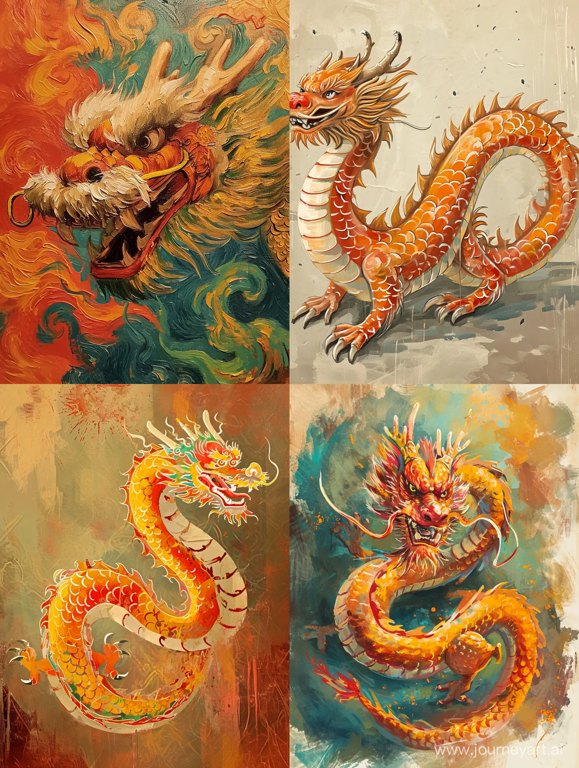 用梵高的风格画一条中国的喜庆的蛟龙