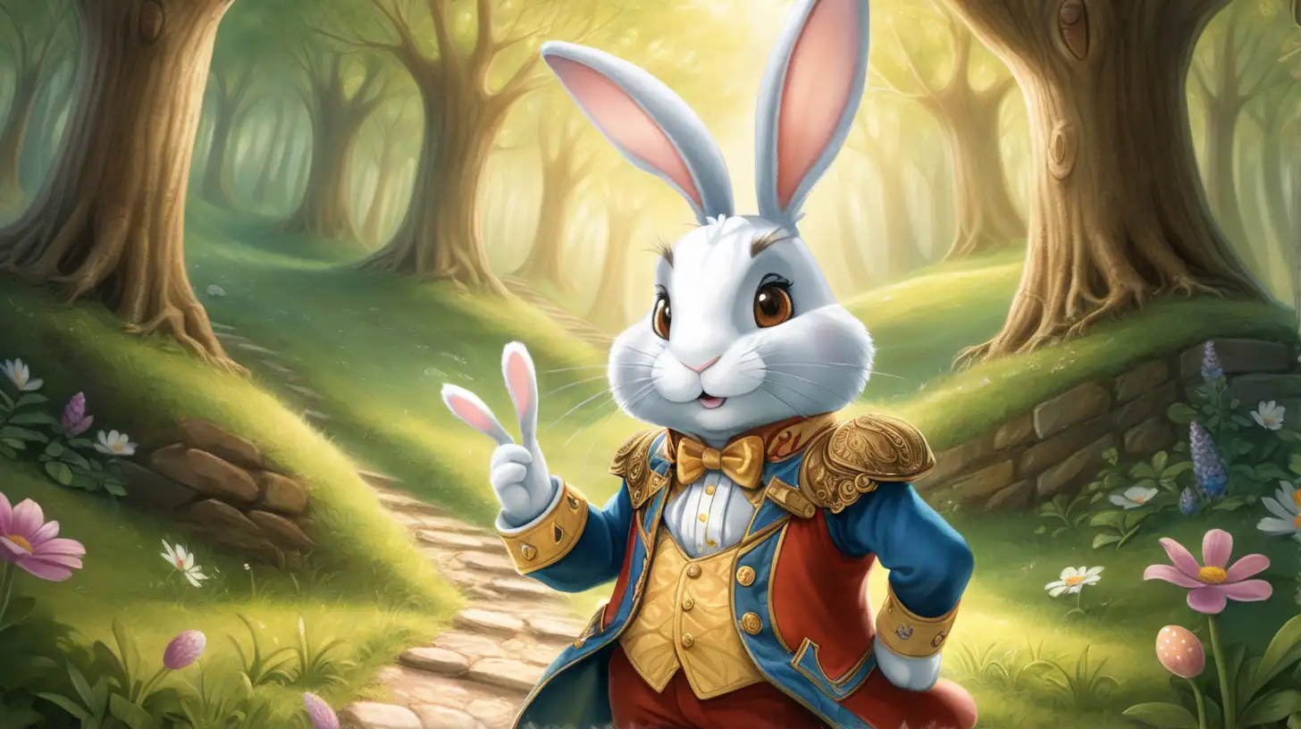 Friendly Rabbit Prince Performing Magic in Forest Castle