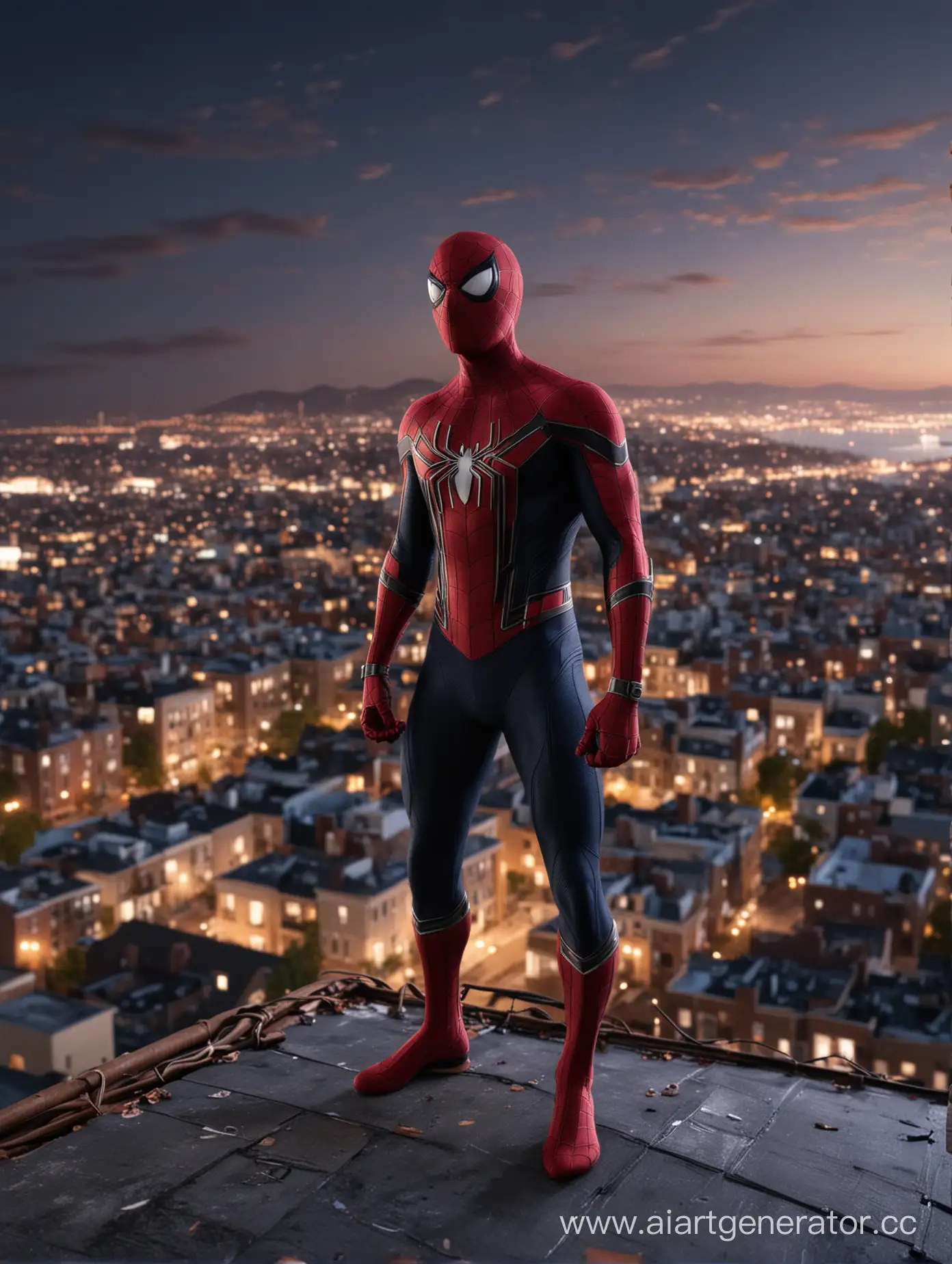 SpiderMan-at-Night-WebSlinging-Across-Cityscape