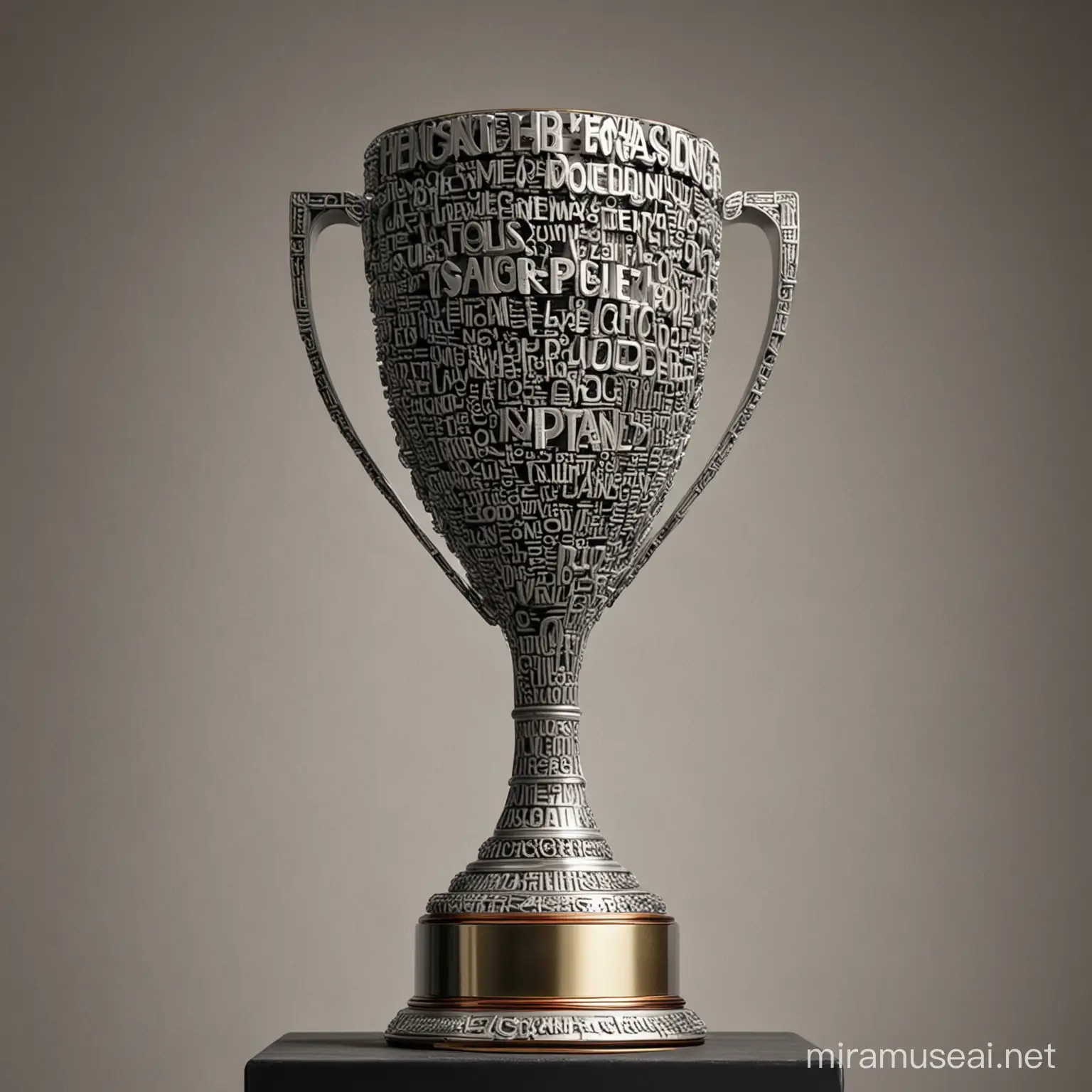 Decorative Trophy Covered in Elegant Calligraphy