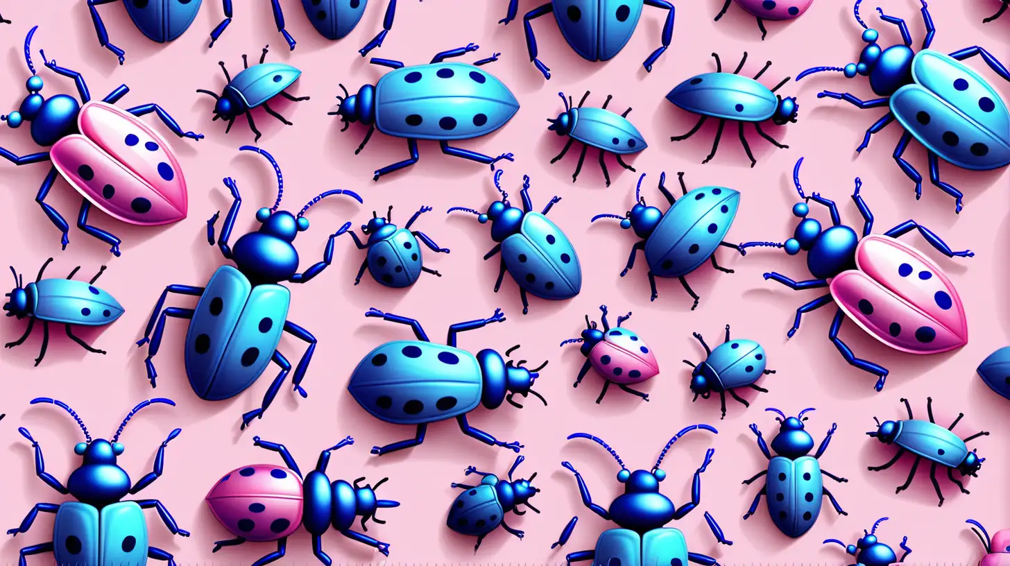Vibrant Pink and Blue Bug Pattern in Nature