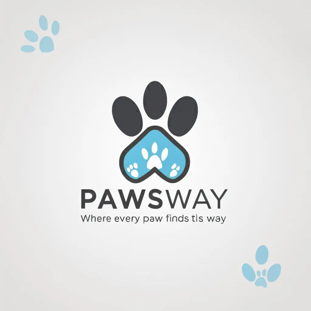a logo design,with the text "PawsWay", main symbol:Where Every Paw Finds its Way,Moderate,be used in Animals Pets industry,clear background