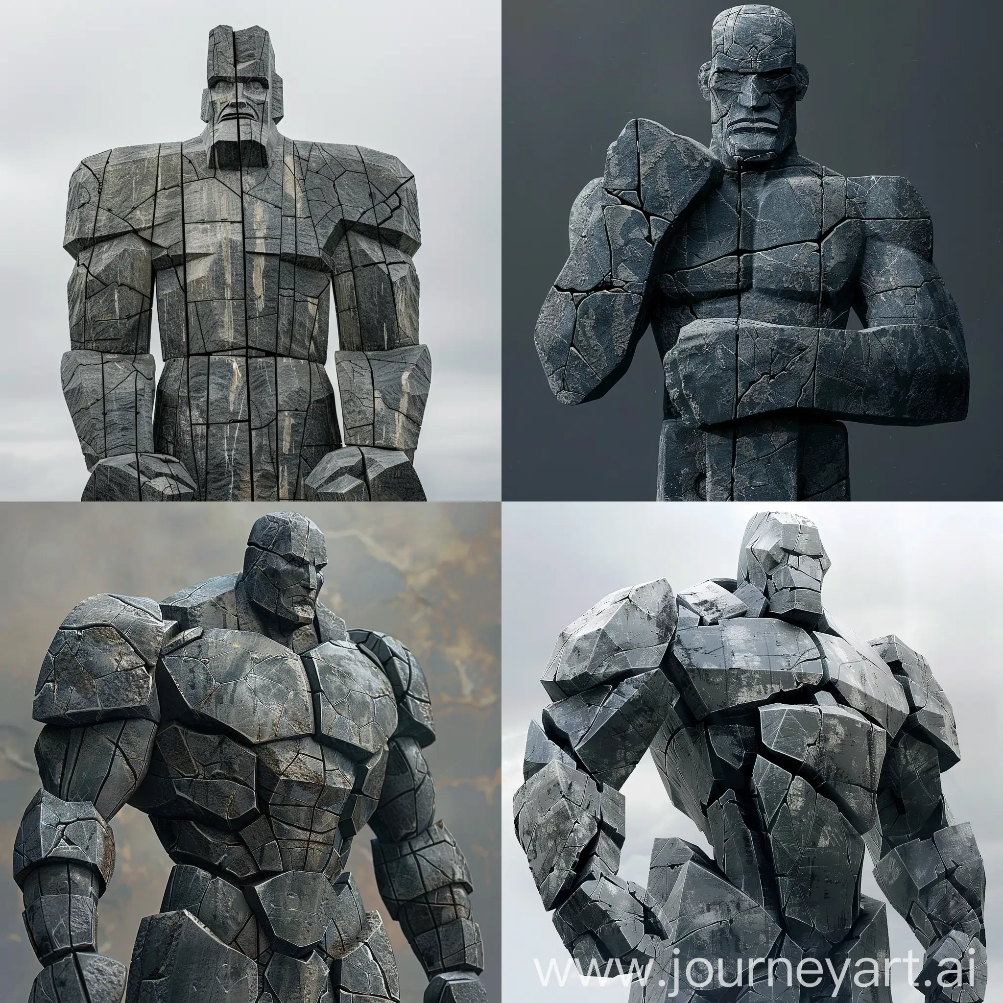 Towering figures sculpted from grey or black stone, Stone Warriors stand roughly 10 feet tall and exude an aura of stoic power. Their angular bodies are devoid of facial features, replaced with smooth, emotionless visages. Deep gouges and cracks etch intricate patterns across their surface, hinting at their ancient origins. These silent guardians stand eternally vigilant, their stone fists perpetually clenched, ready to crush any who dare trespass on their domain.